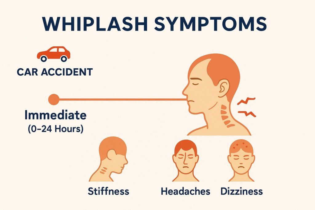 Whiplash symptoms after car accident – stiffness, headaches, dizziness in Beaumont TX