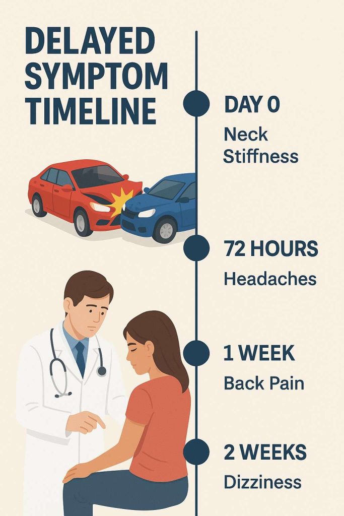 Infographic showing timeline of when different symptoms typically appear