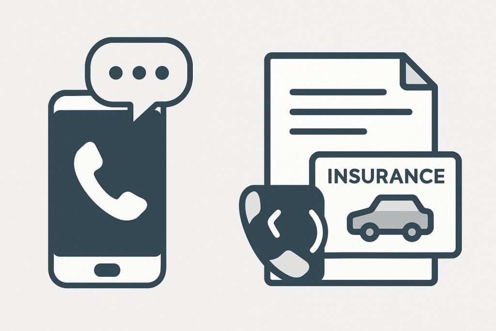Insurance contact icon with phone and document symbols