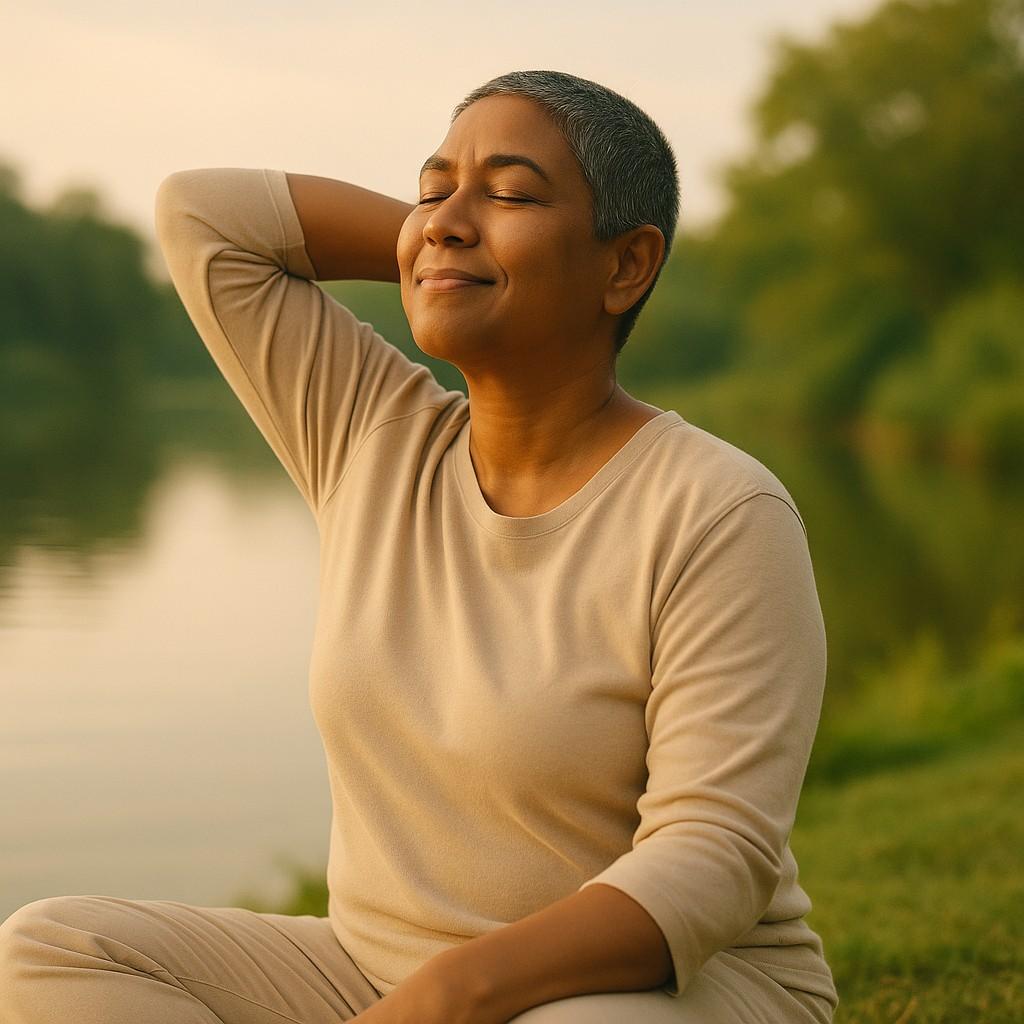 Calming, hopeful image of person in peaceful, pain-free moment