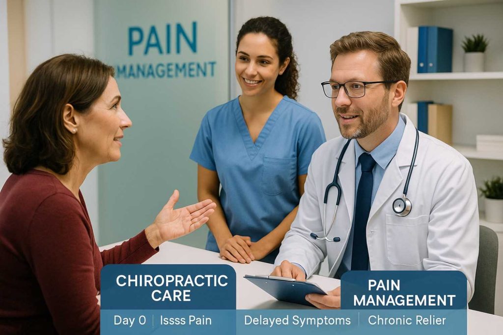 pain management car accident Beaumont team consulting with a patient