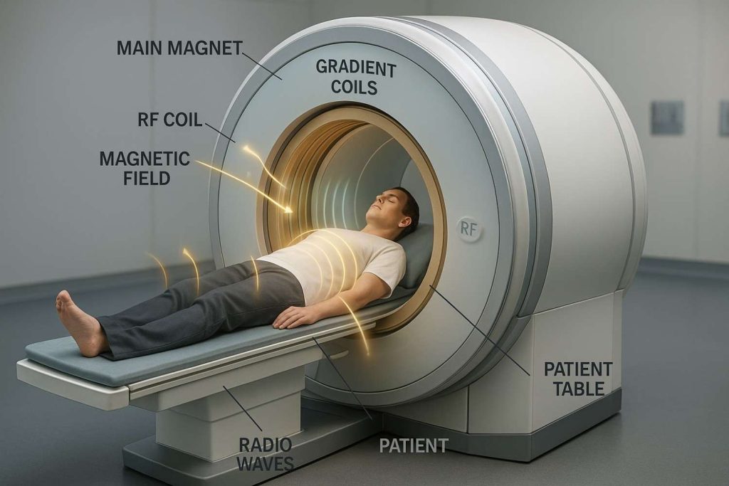 MRI scanner operation with labelled components
