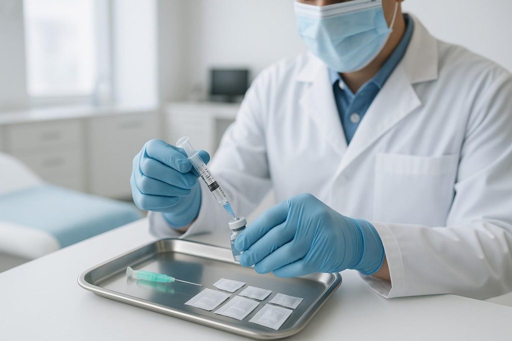 Medical professional preparing pain injections Beaumont TX
