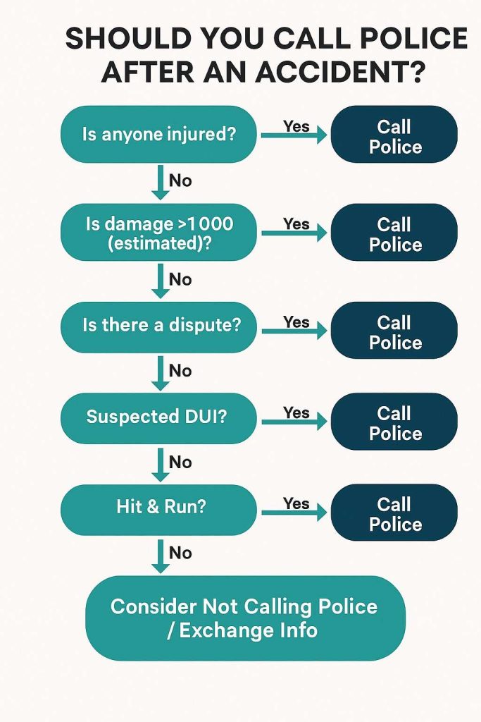 Flowchart showing decision tree for when to call police