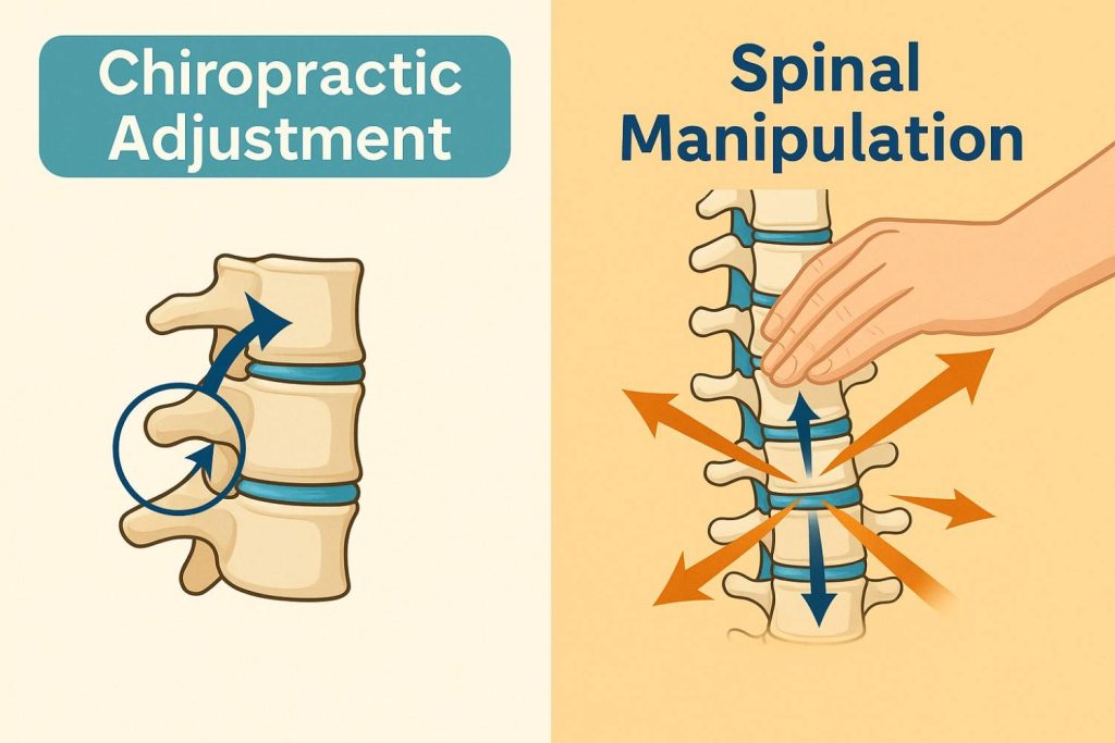 image showing chiropractic adjustments vs spinal manipulation