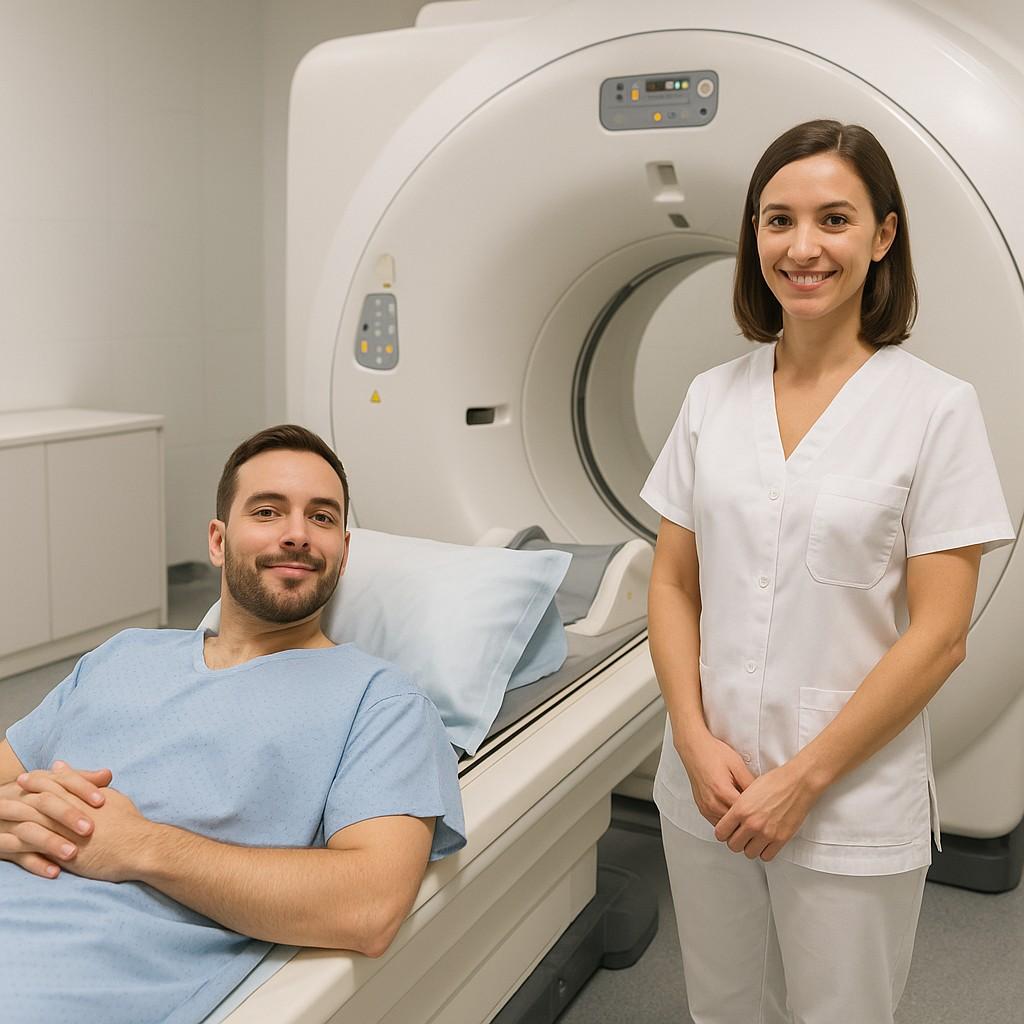 image showing prepared, confident patient ready for MRI scan