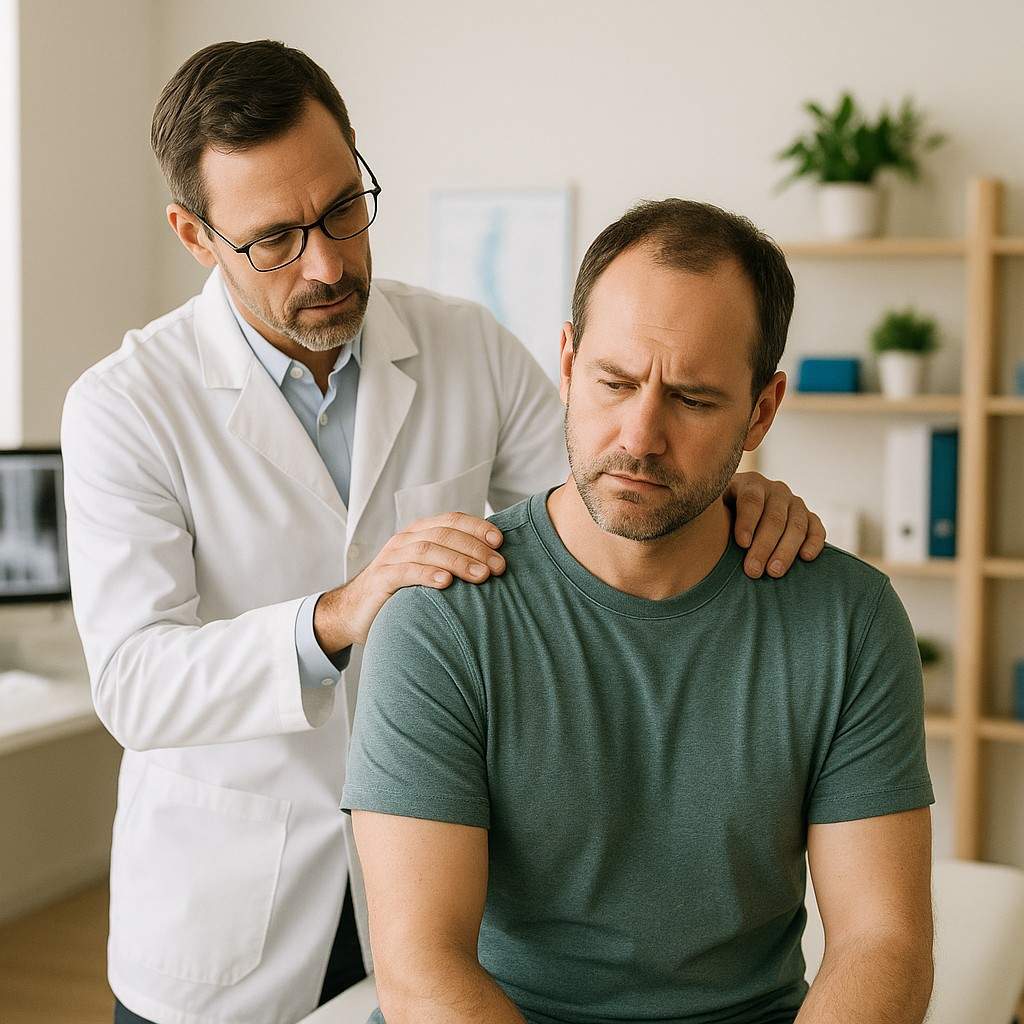 Chiropractor Assisting Patient in Modern Clinic