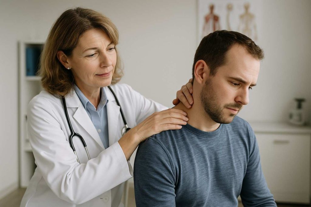Doctor Examining Patient's Neck Pain