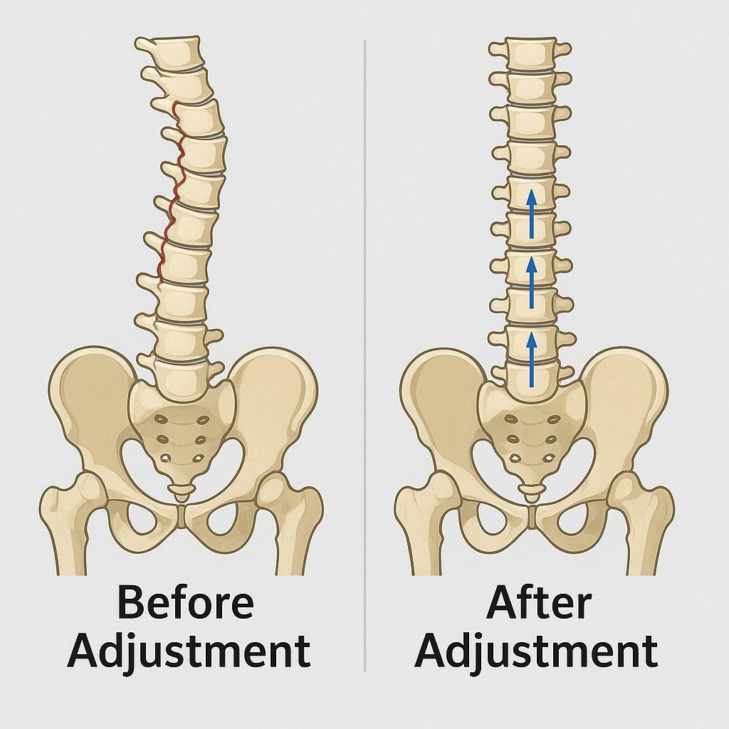 Diagram showing before/after joint alignment