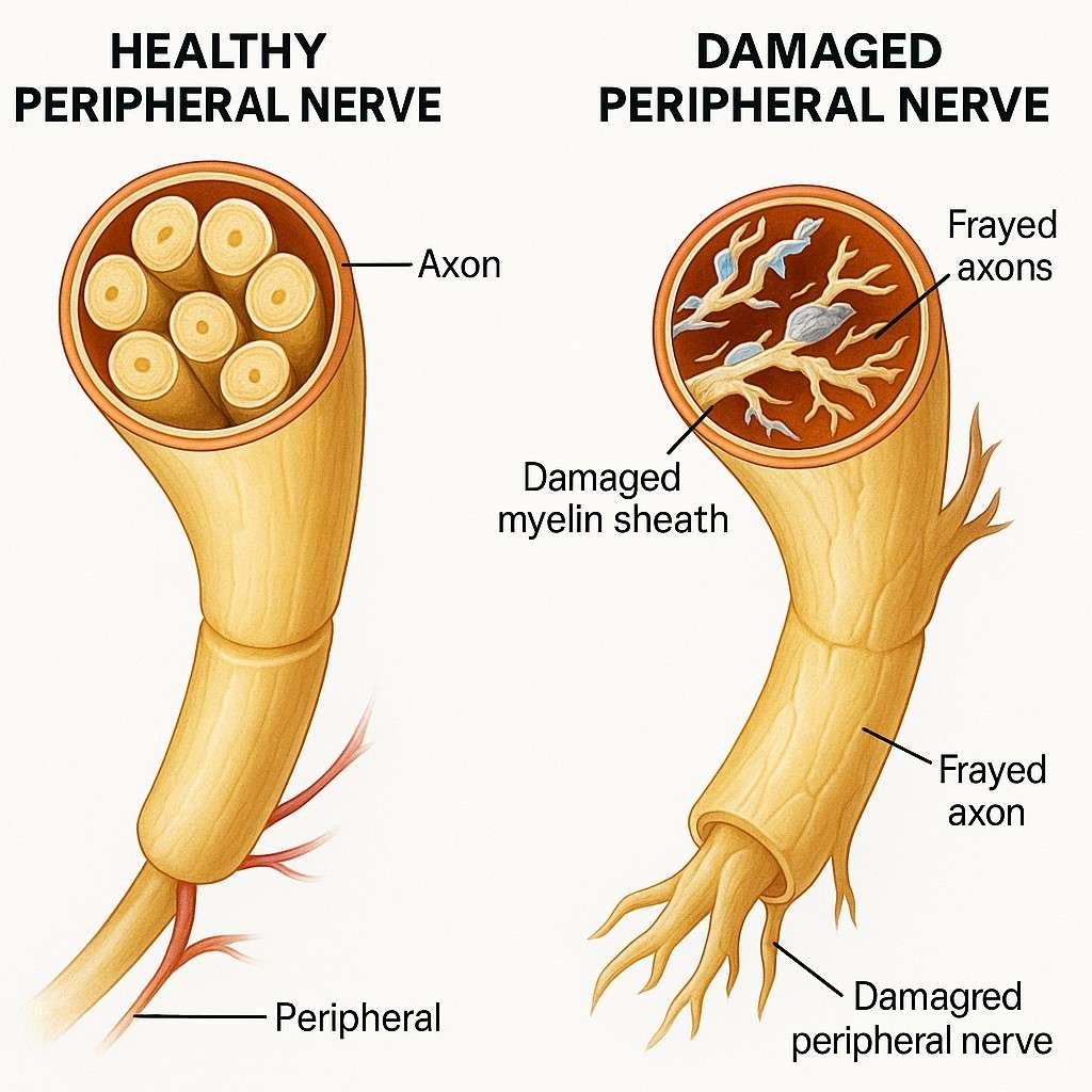 Healthy vs Damaged Peripheral Nerve Comparison