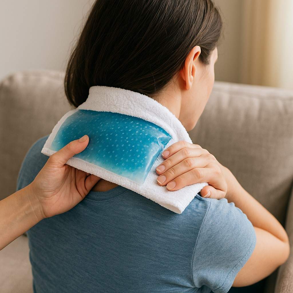 Applying Ice Pack for Comfort